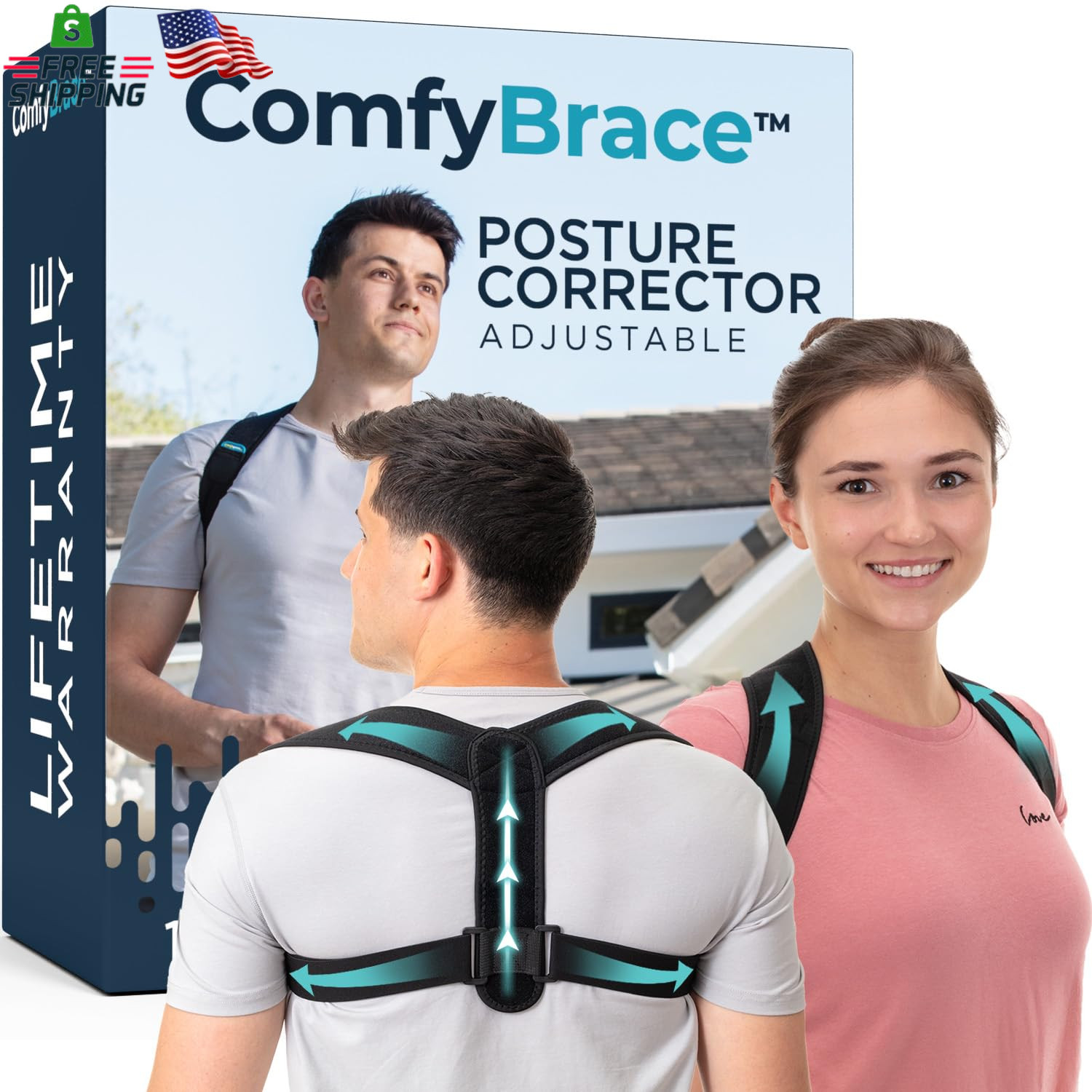 Posture Corrector Back Brace Adjustable Spine Shoulder Support for Men Women