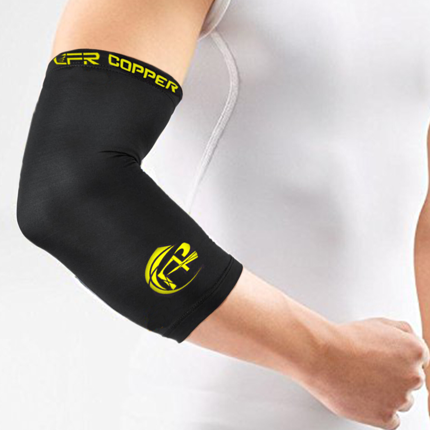 Copper Elbow Support Forearm Compression Sleeve Brace Elastic Sports Pain Relief