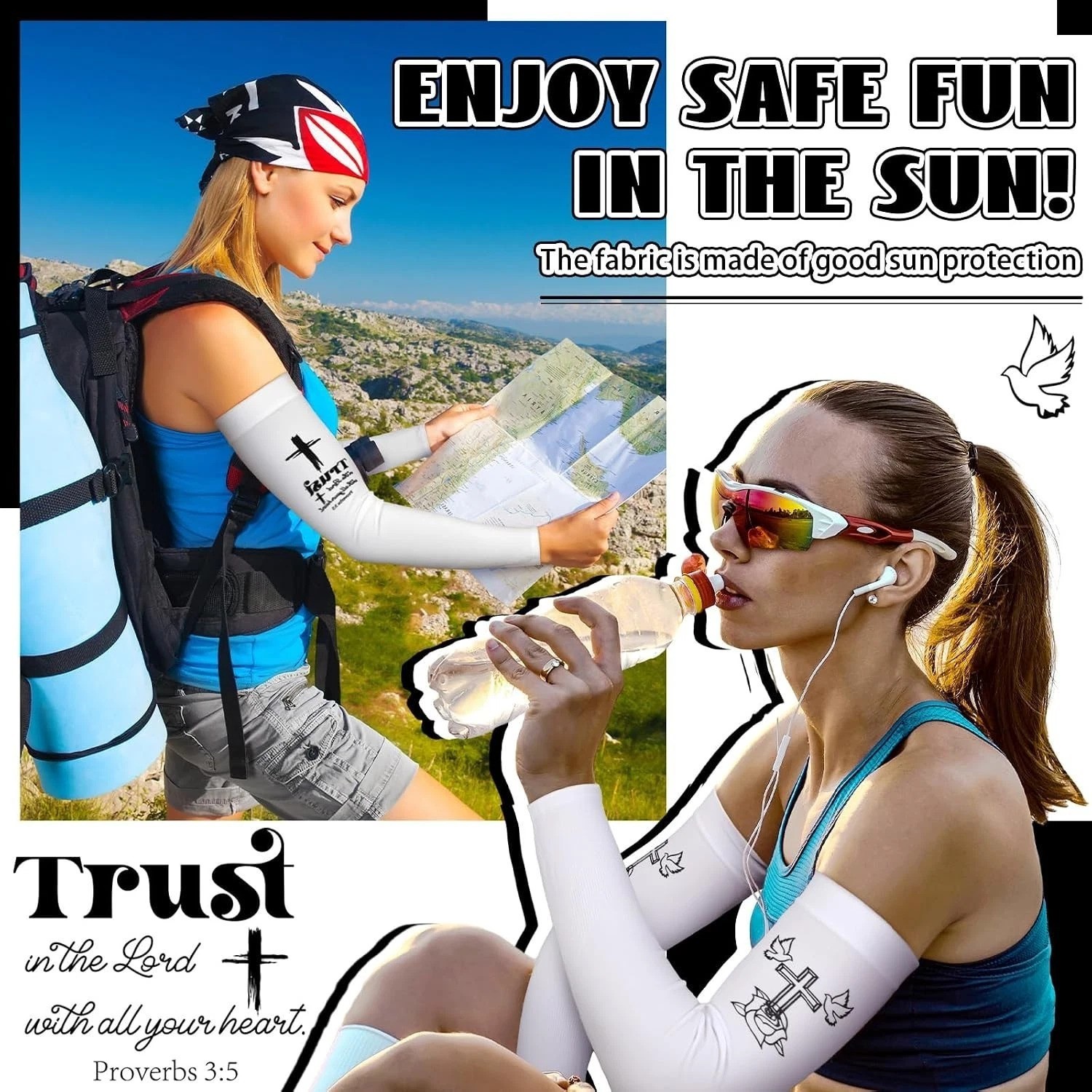 Breathable Christian Arm Sleeves – 6 Pack UV Protection for Active Lifestyle