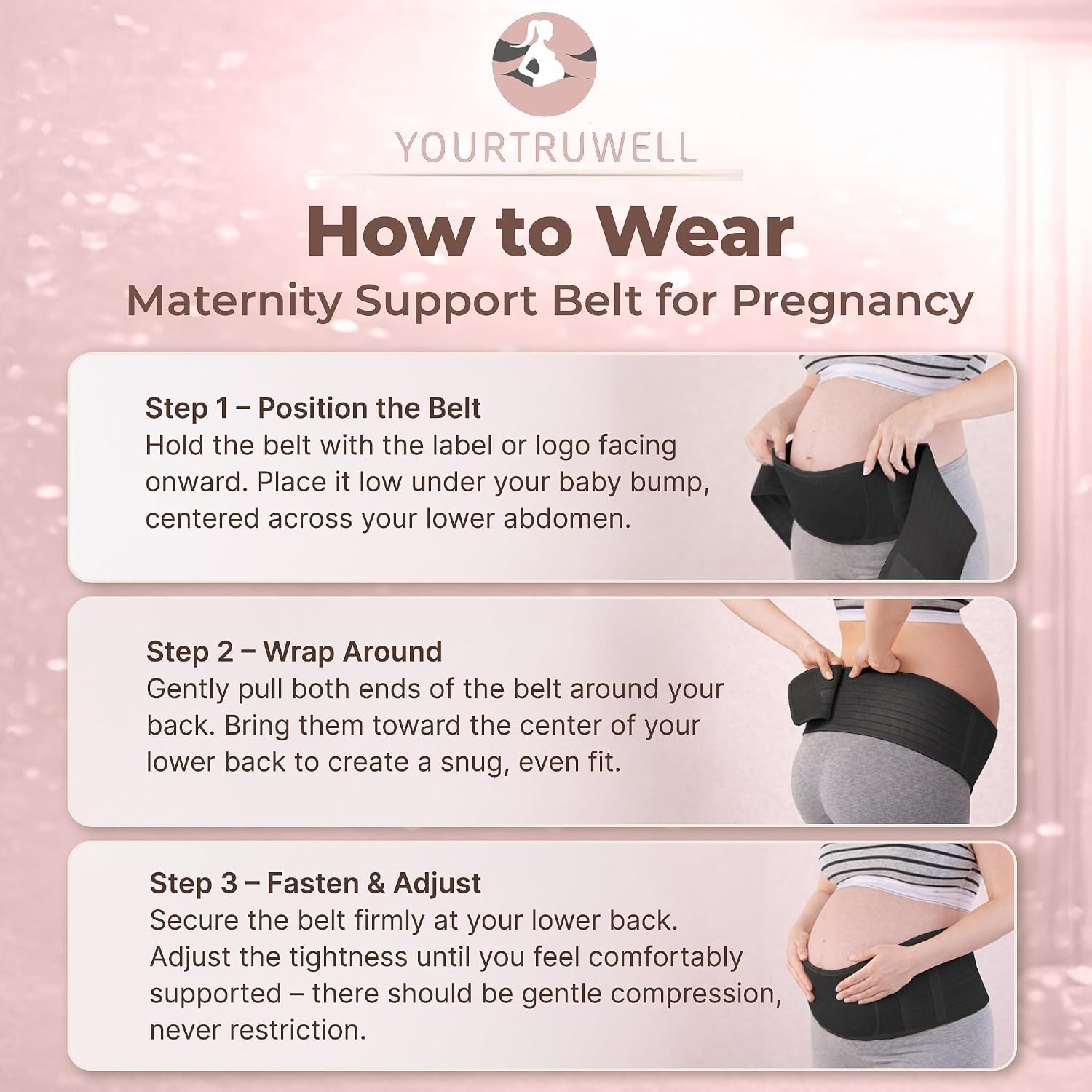 Maternity Belt Back Support – Adjustable Belly Support Band, Breathable Pregn…