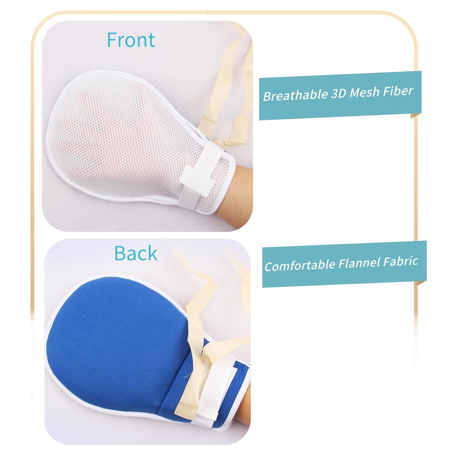 2 Pack Breathable Anti-Scratch Mitts for Elderly, Dementia Restraint Gloves, Saf