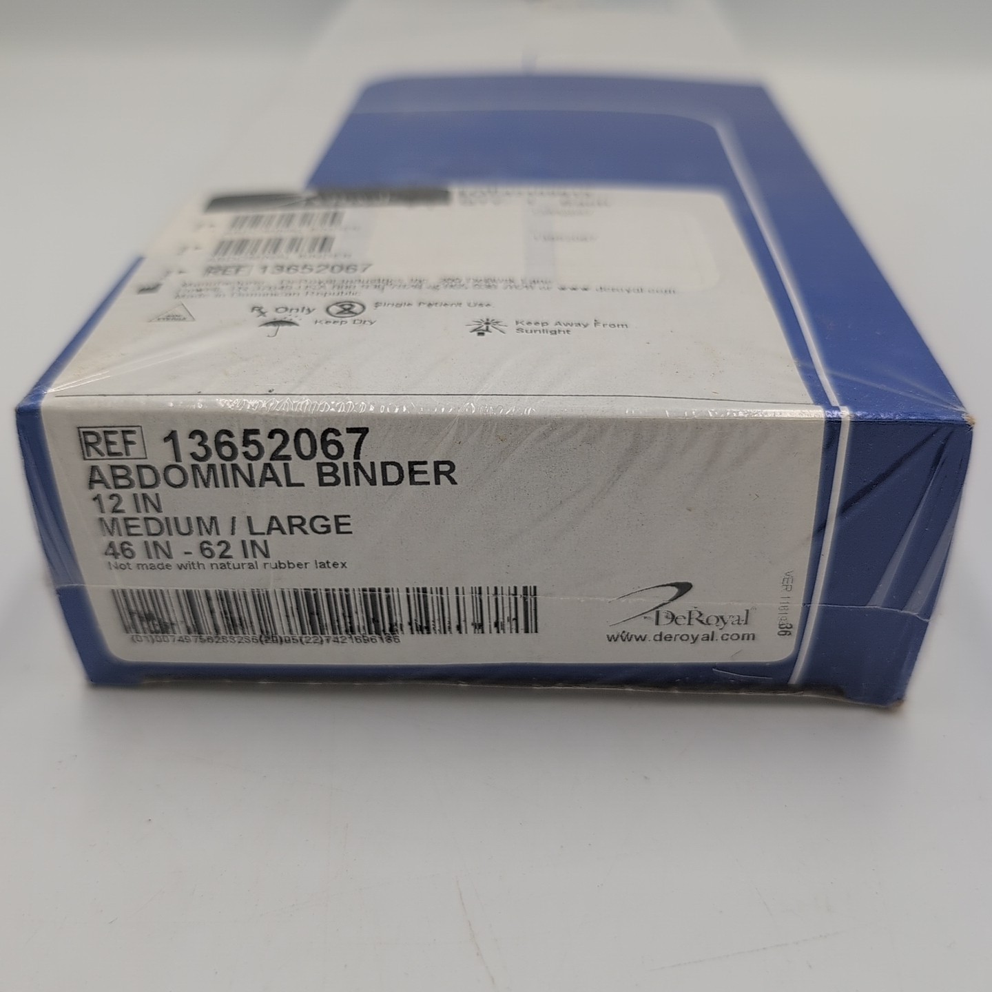 DeRoyal Abdominal Binder 13652067 Med/Lg 12” 46-62″ Elastic Closure New Open Box