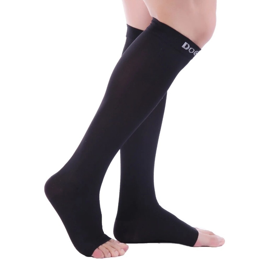 Doc Miller Open Toe Compression Socks 20-30 mmHg Varicose Veins BLACK NEW XL