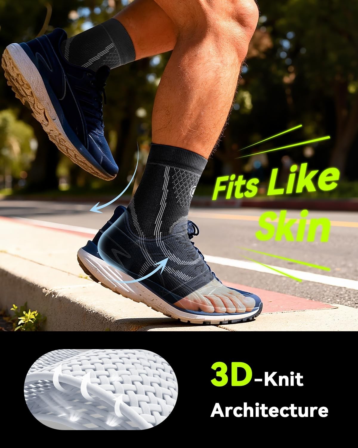 Ankle Brace Compression Sleeve – 3 Pairs Ultra Breathable Socks for Plantar Fasc