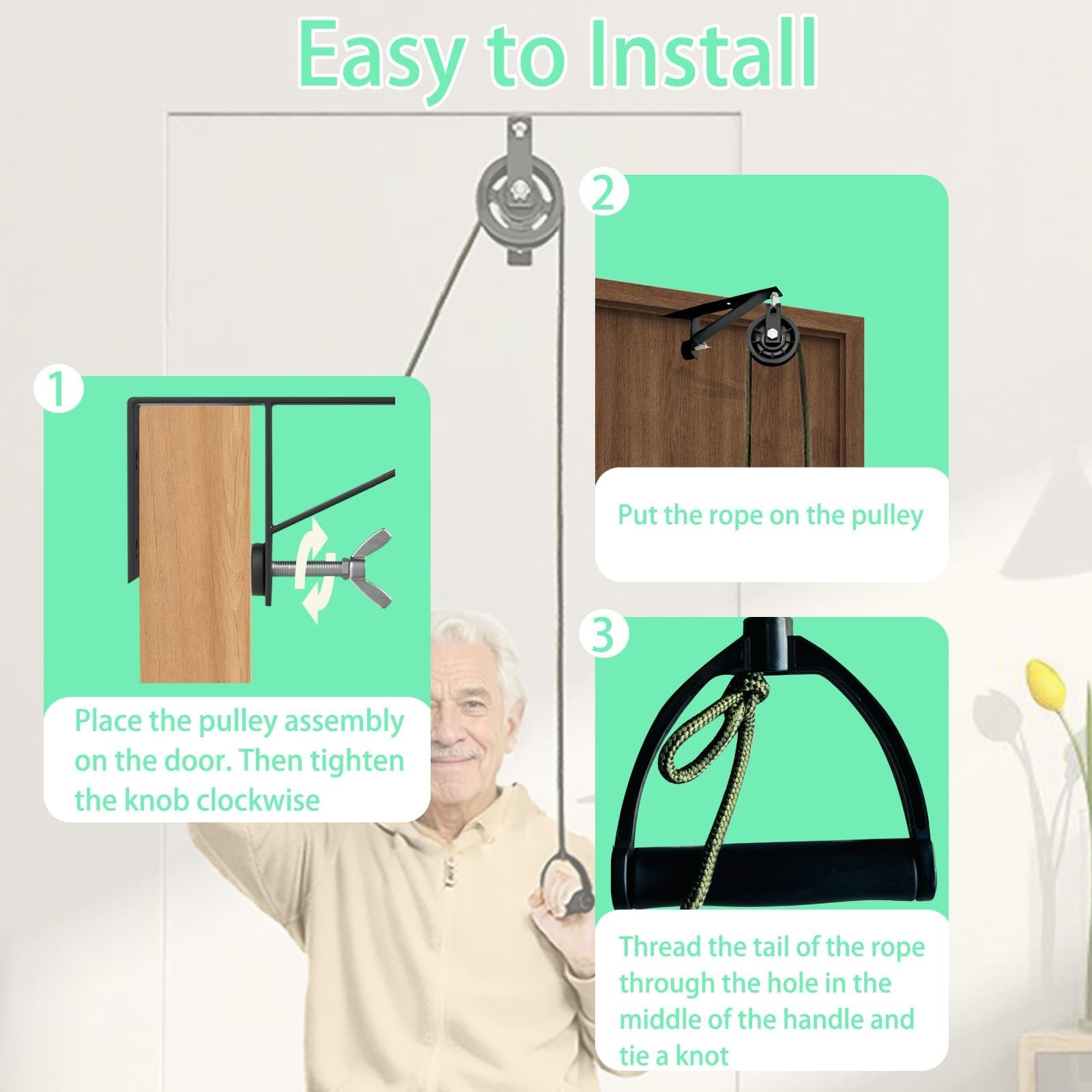 Adjustable Shoulder Pulley for Physical Therapy – Over Door Exercise Tool, Silen