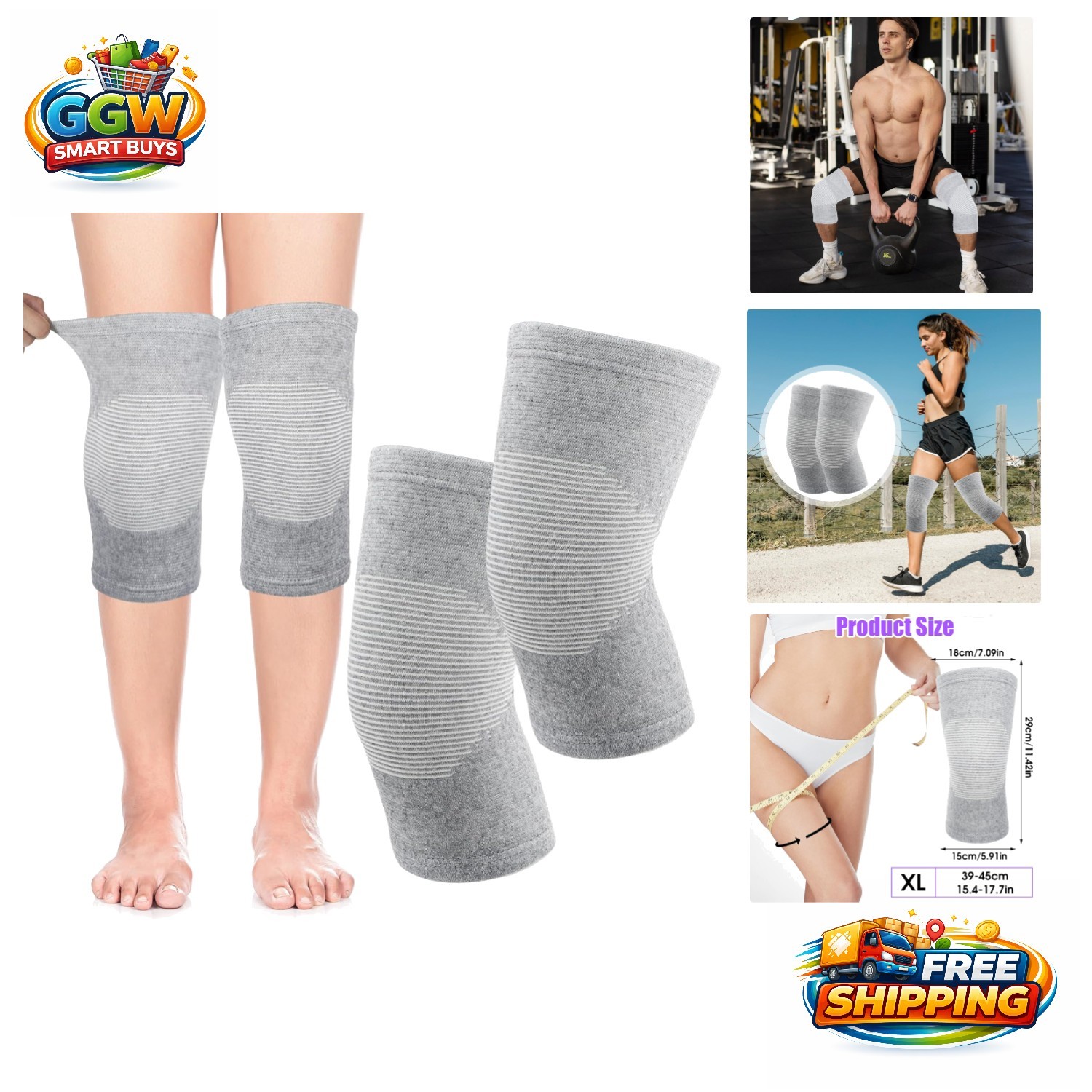 Bamboo Charcoal Knee Sleeve – Elastic Compression Brace for Pain Relief, XL