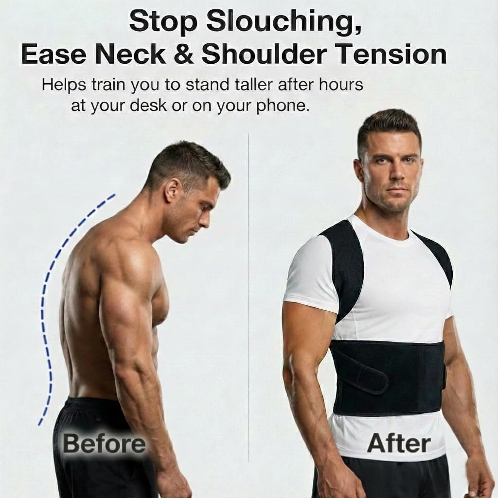 Full Back Posture Corrector for Men – Pull-Back System Posture Brace – Wide S…