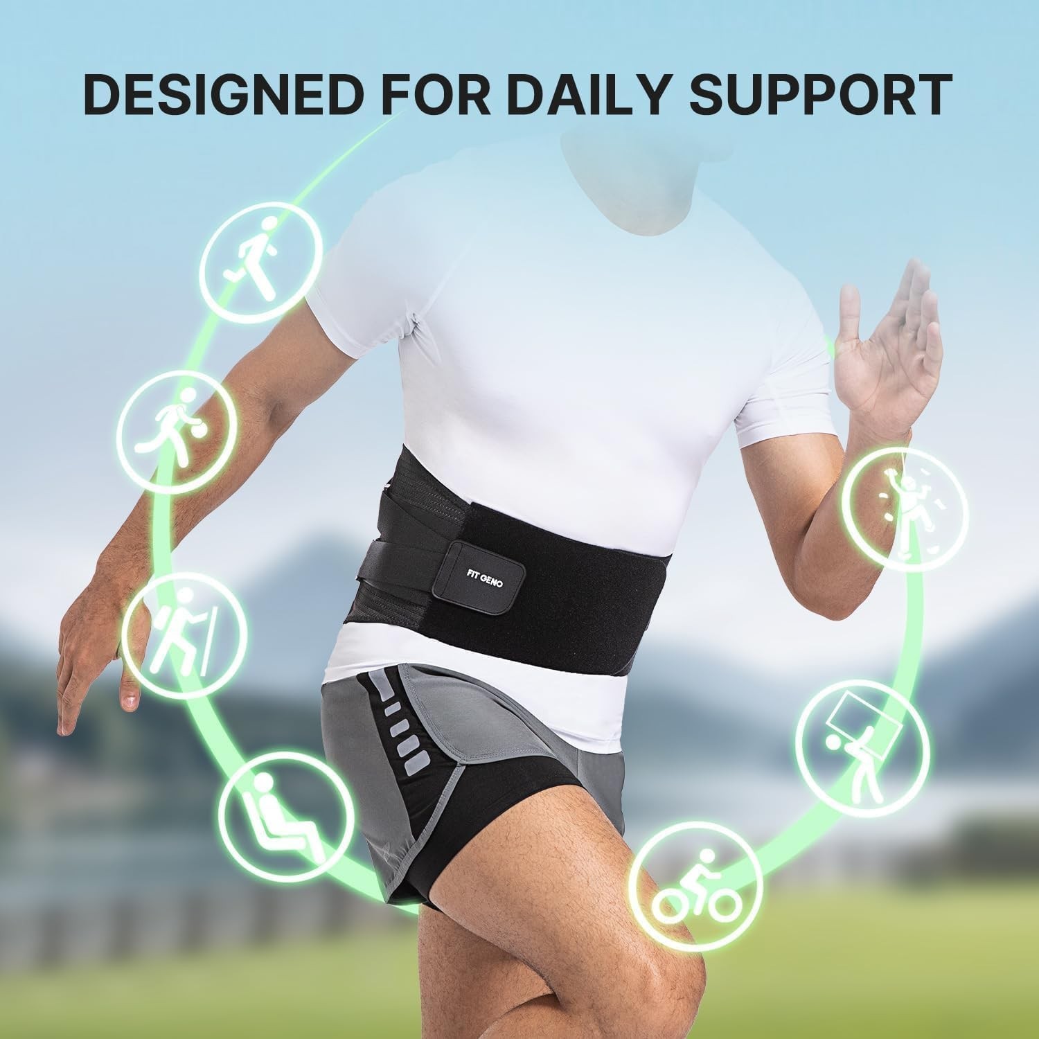 Fit Geno Back Brace for Lower Back Pain Men & Women: Adjustable Lumbar Suppor…