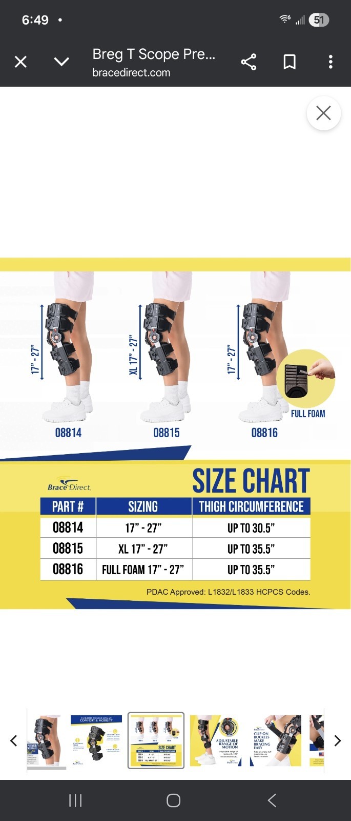 Breg T-Scope Premier Post Op Knee Brace – Black (08814) + Tri Panel Knee Immob..