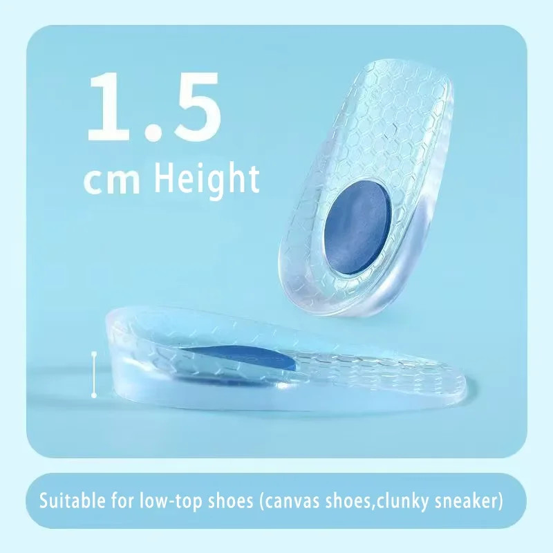 Silicone Height Increase Insoles for Men Women Shoes Inserts Invisible Heighteni
