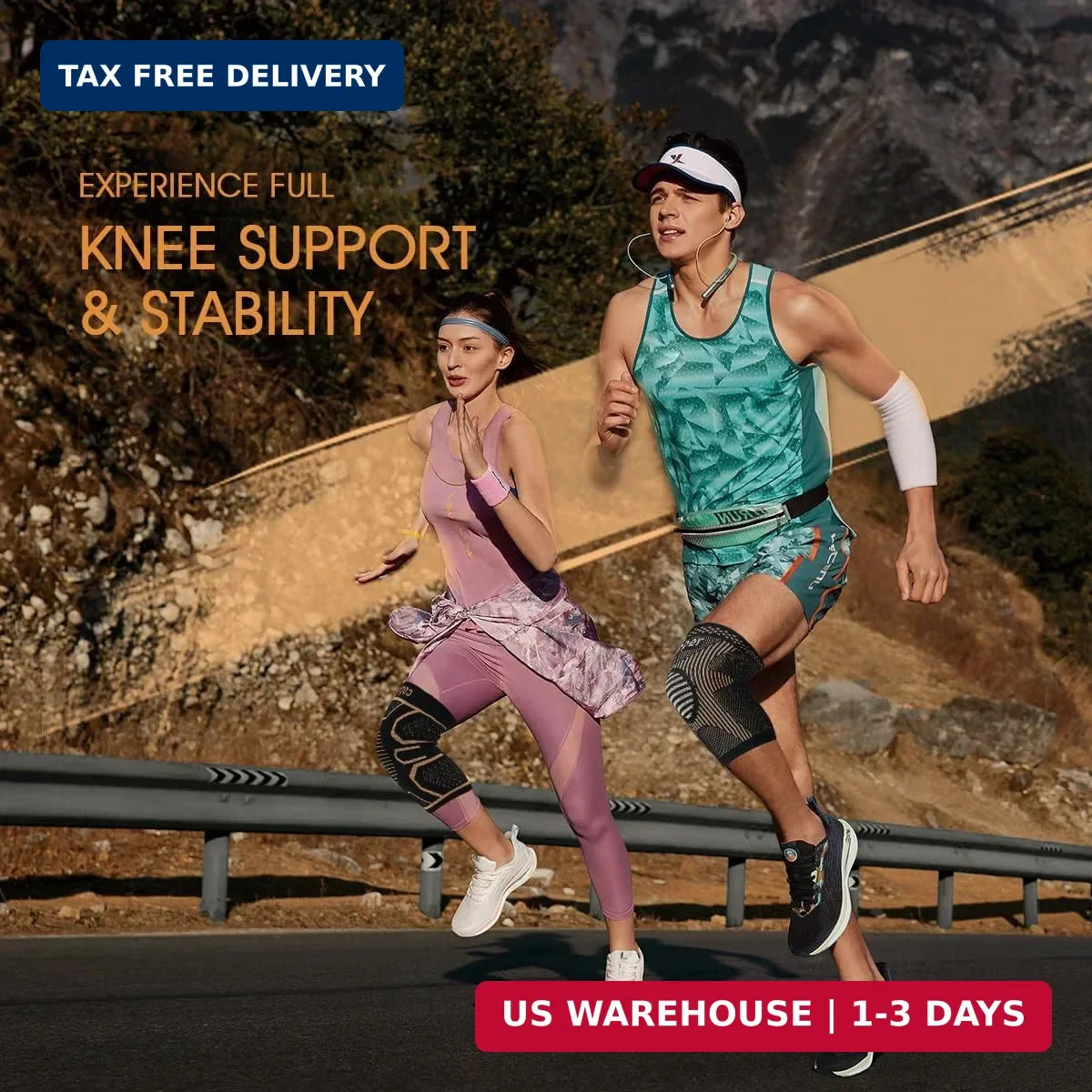 Copper Knee Braces for Knee Pain 2 pack, Knee Compression Sleeve Support for Men