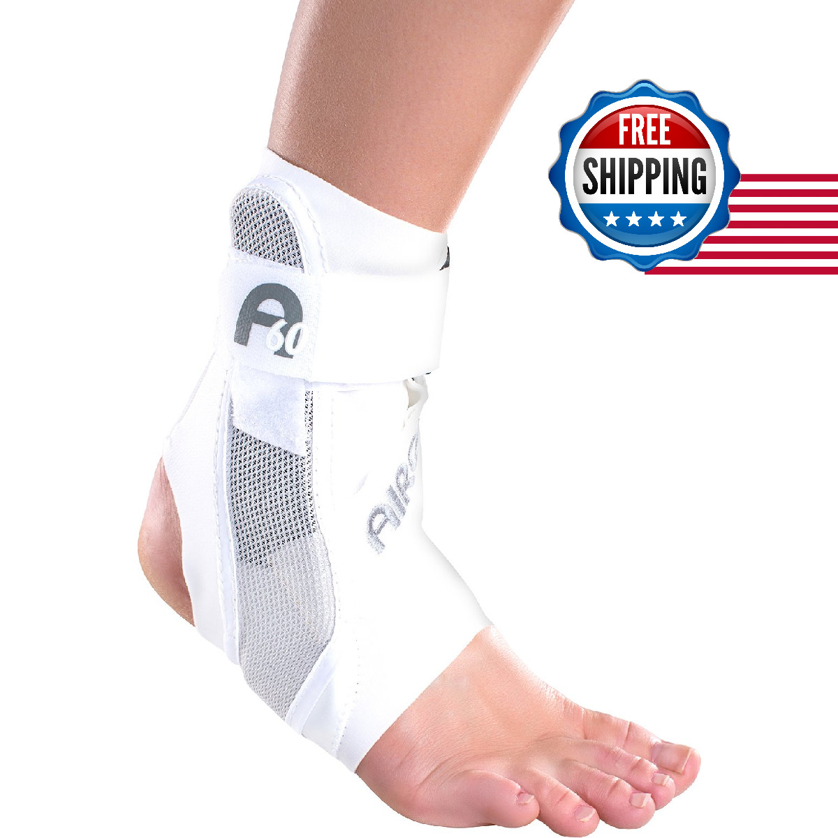 Aircast A60 Ankle Support Brace Right Foot White Large Shoe Size Mens 12 / 13.5