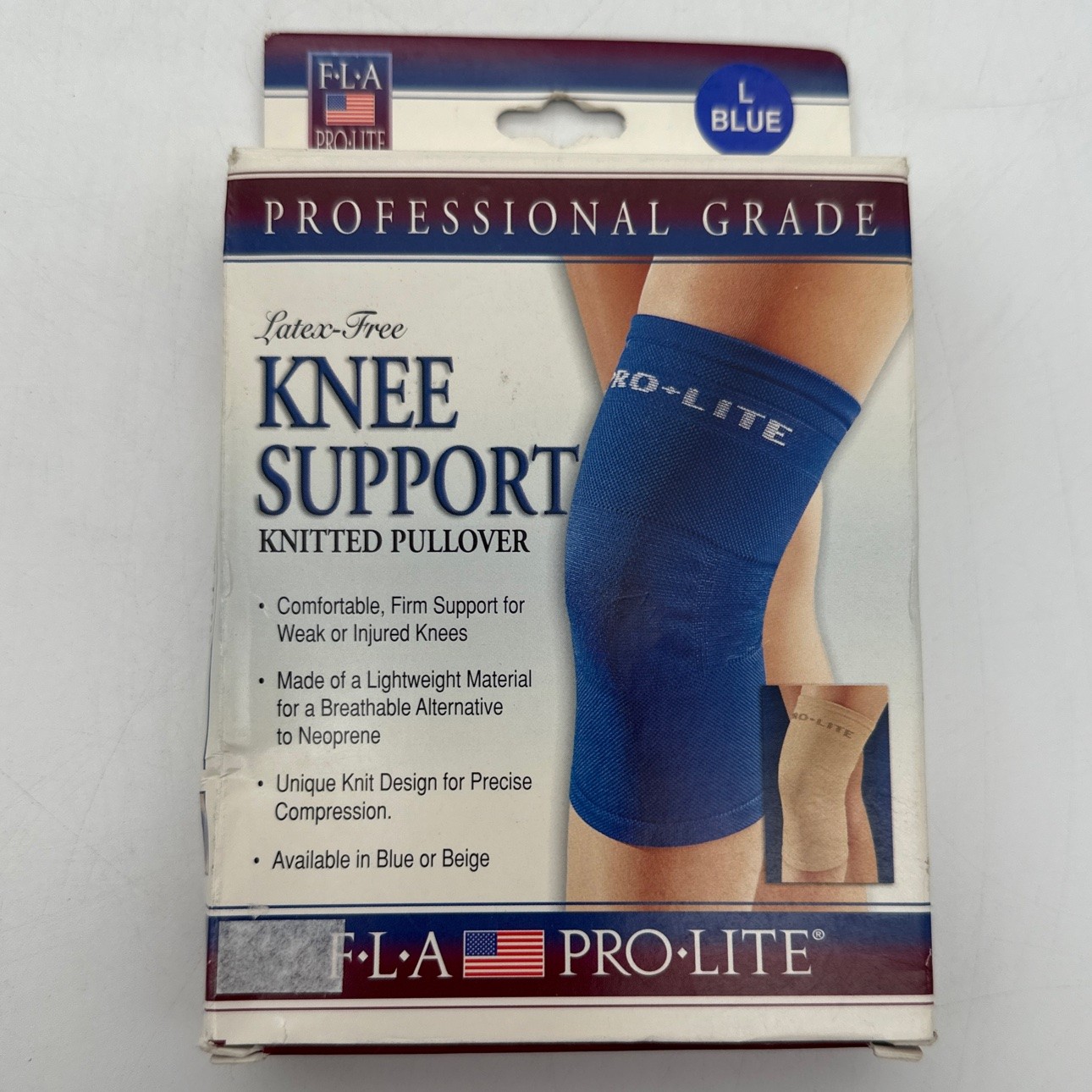 FLA PRO LITE Knee Support Knitted Pullover Blue Large Open Box