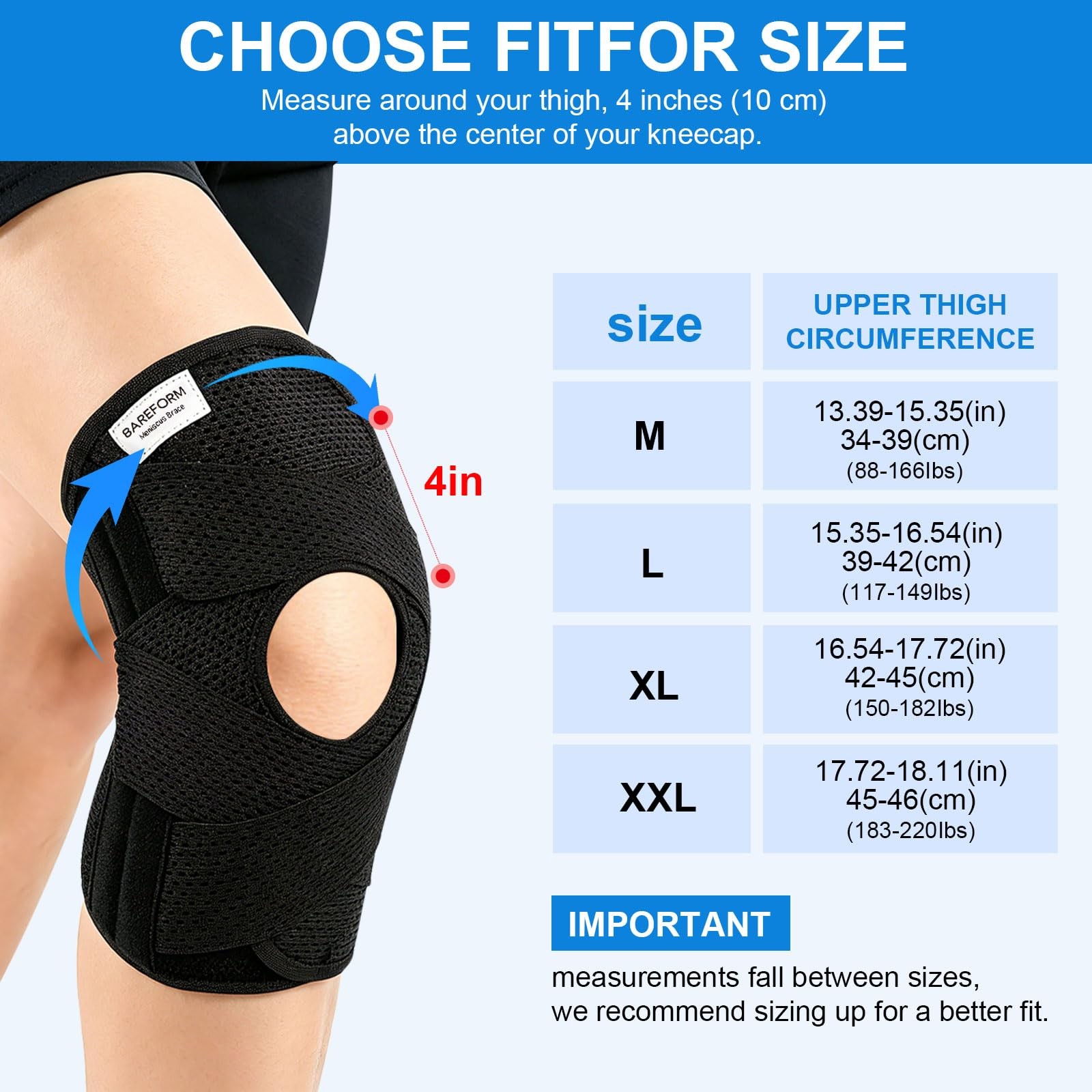 Bareform Meniscus Brace. Relieves Knee Pain And Tears, XX-Large