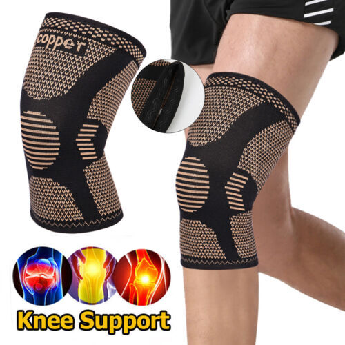Knee Sleeve Compression Brace Support Gear Joint Pain Relief Protection Copper+