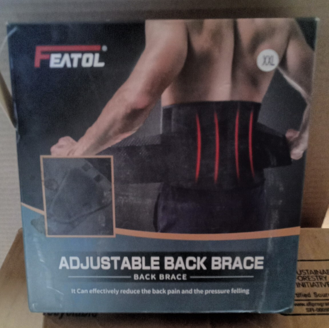 Featol Adjustable Back Brace Size: XXL, Black (A16-10:1)