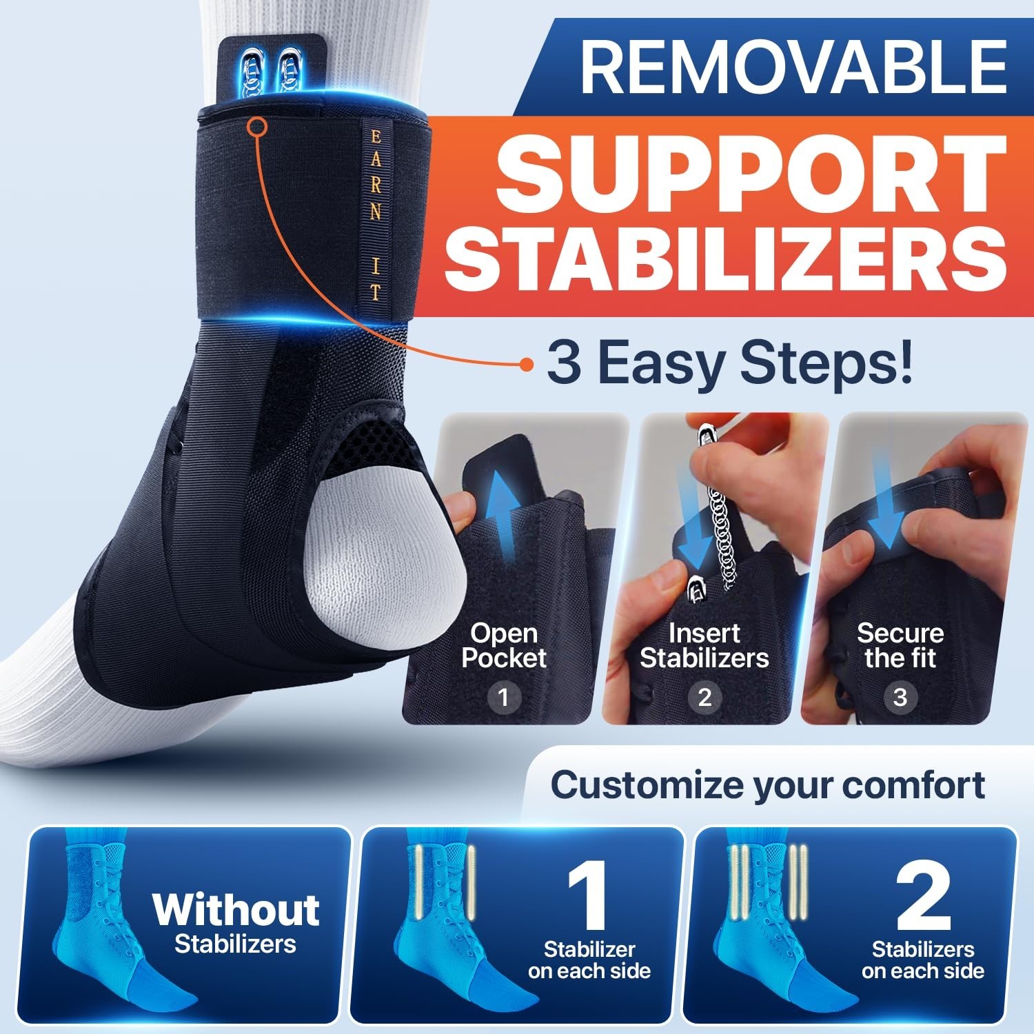 Dr. Brace Breathable Ankle Brace Sprained Ankle, Slim Fit Unique Multi-Function