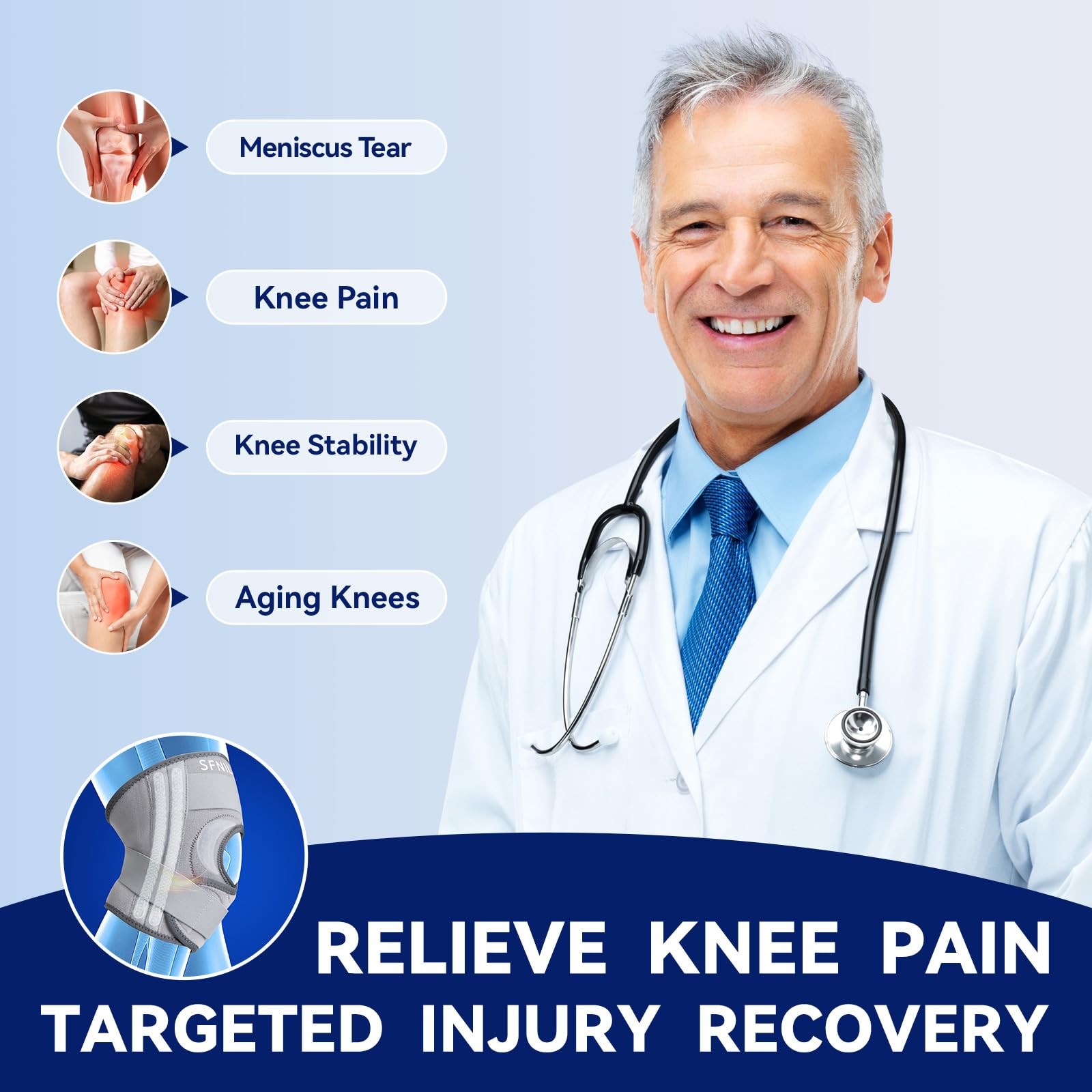 SFNILO Knee Brace for Knee Pain & Arthritis – Adjustable Support with Side