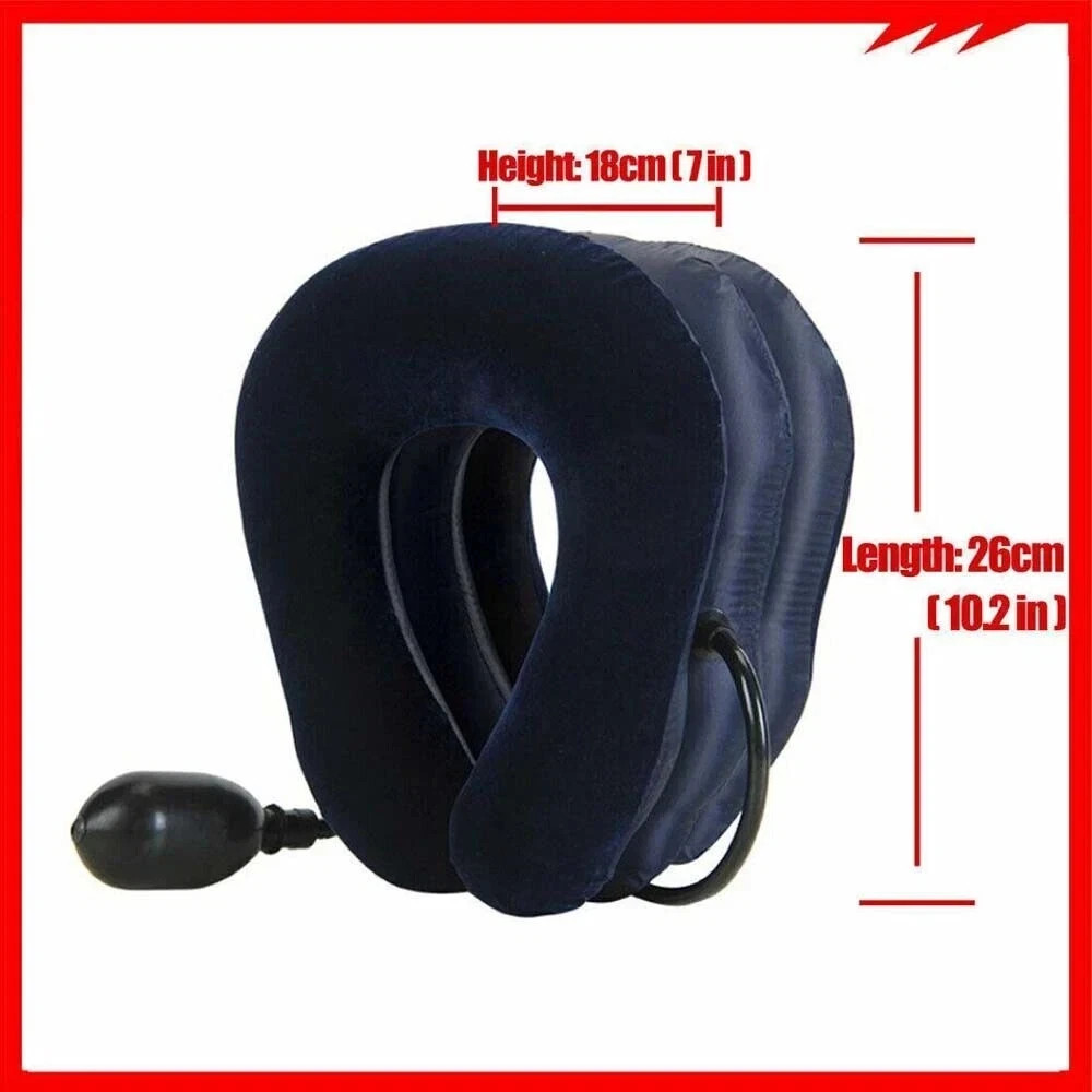 Cervical Neck Traction Device Collar Brace Support Stretcher Therapy Blue