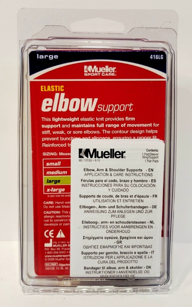 Elastic Elbow Support Size Large Basic Support Mueller Sport Care NEW