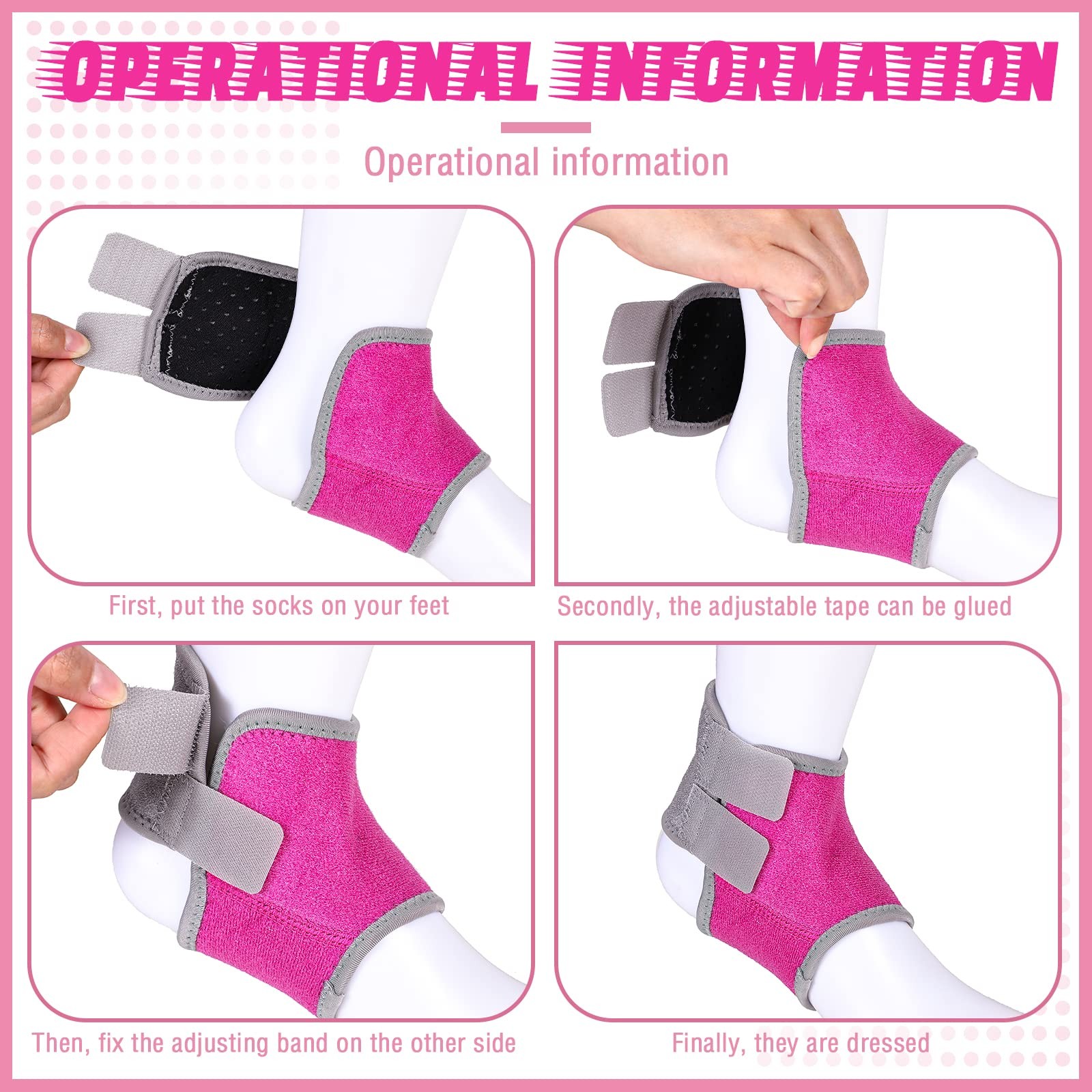 2 Pairs Kids Ankle Brace Pink Medium Compression Sleeve Support Stabilizer
