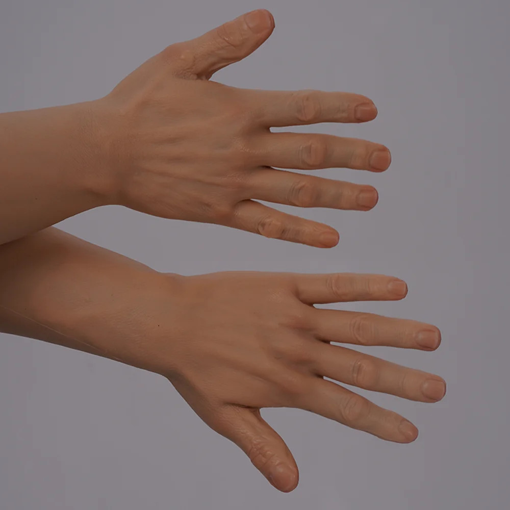 40cm Silicone Old Man Hand Gloves Skin Cover Nails Cosplay Scar Props