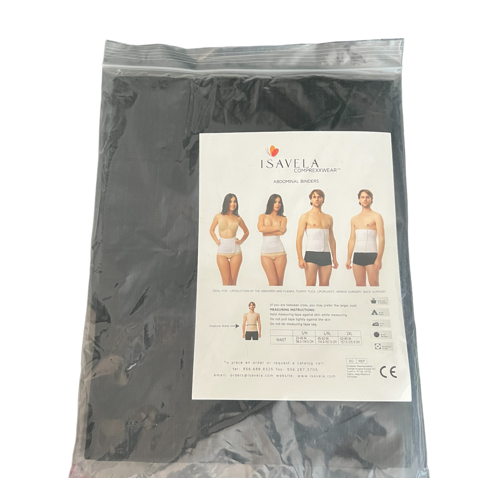 ISAVELA Comprexxwear Abdominal Binders SBAB04-LG/XL-BL Size LG/XL Black NEW