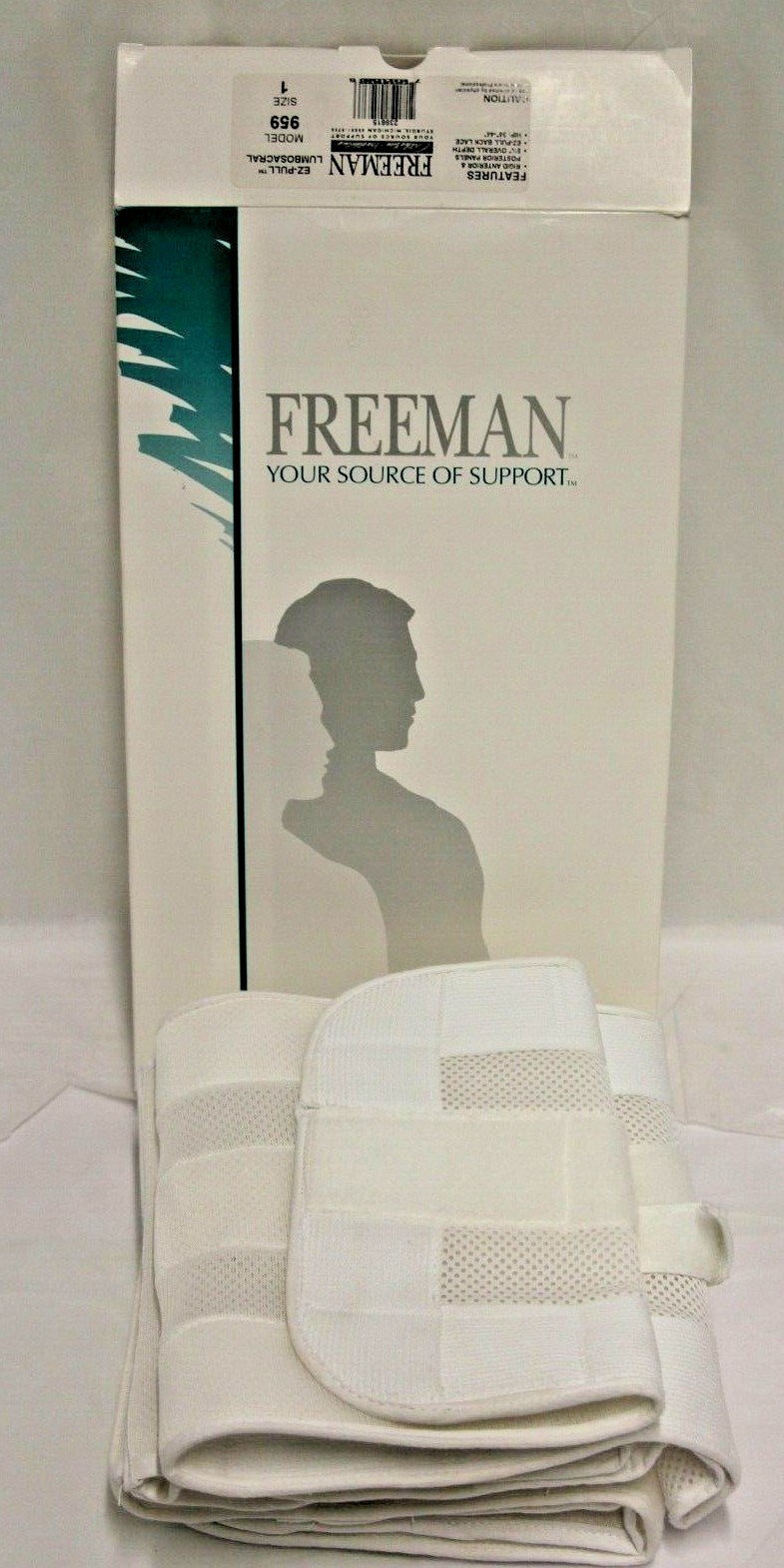 Freeman Ez-Pull Lumbosacral Back Support Model 959 Size 1 White