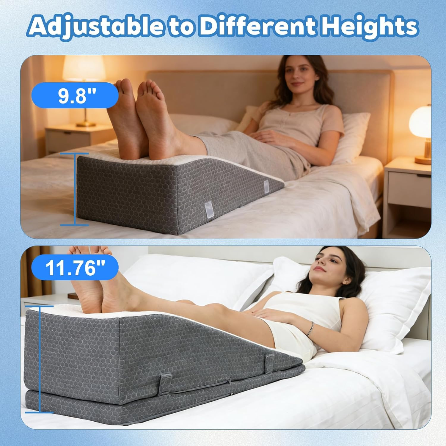 Adjustable Leg Elevation Pillow Wedge for Post-Surgery Recovery & Swelling Relie