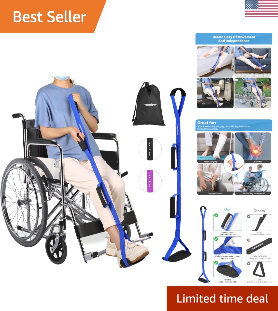 Lightweight Leg Lifter Strap 35 Inches – Essential Aid for Post-Surgery Mobility