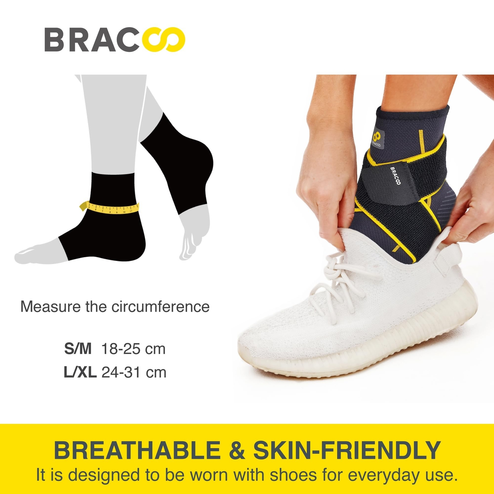 Bracoo 2 Pack Ankle Brace Compression Sleeve for Women & Men, Adjustable Ankl…