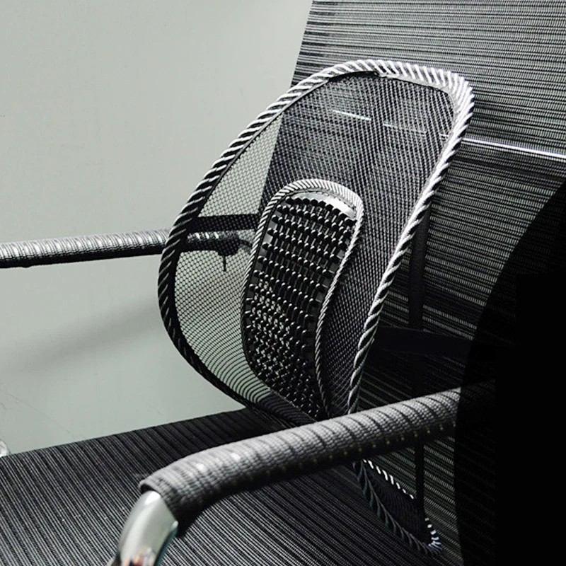 Car Seat Back Support Breathable Mesh Back Lumbar Support Cushion w/Massage Bead