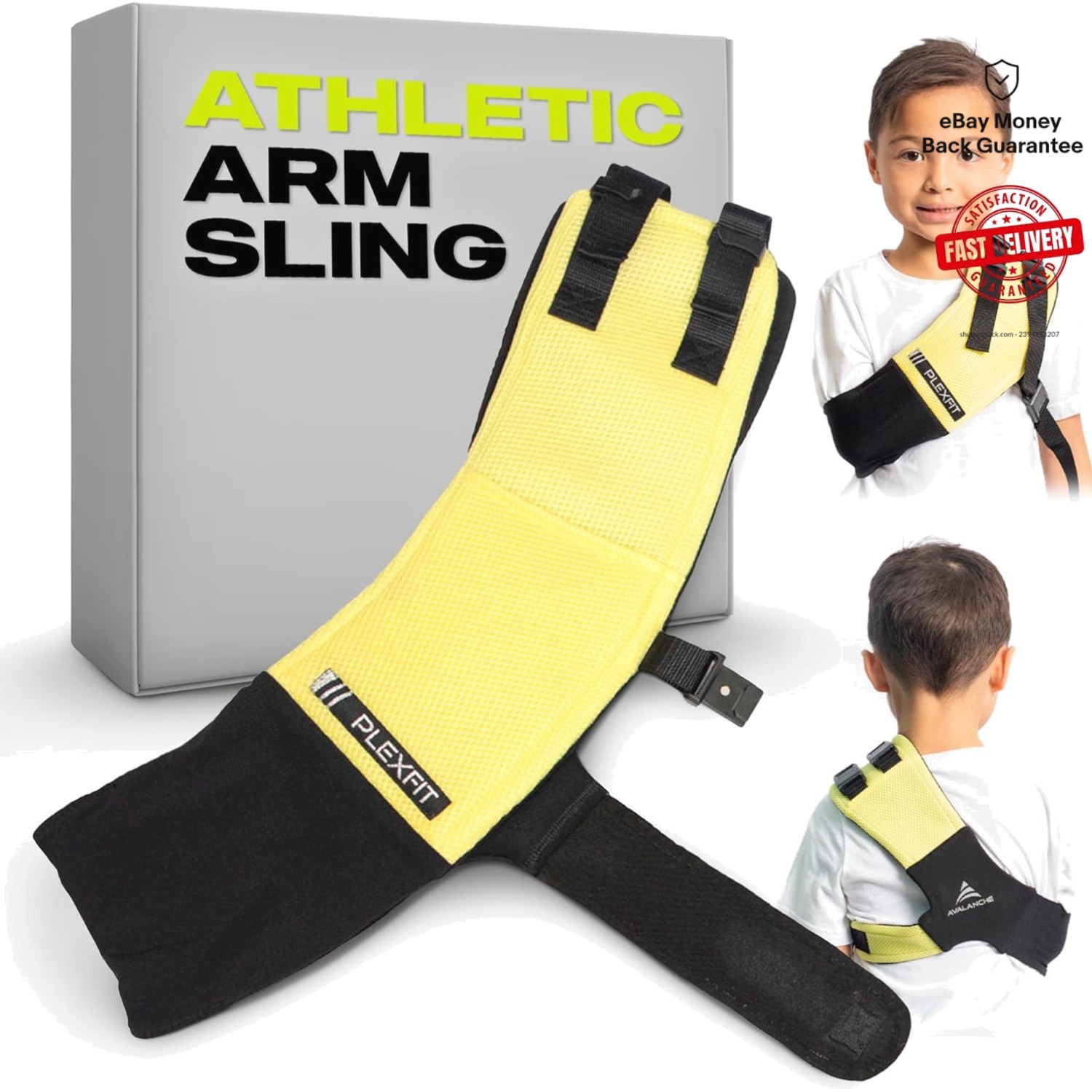 Youth Adjustable Arm Sling – Class A Medical Sling for Left Arm – Yellow & Black