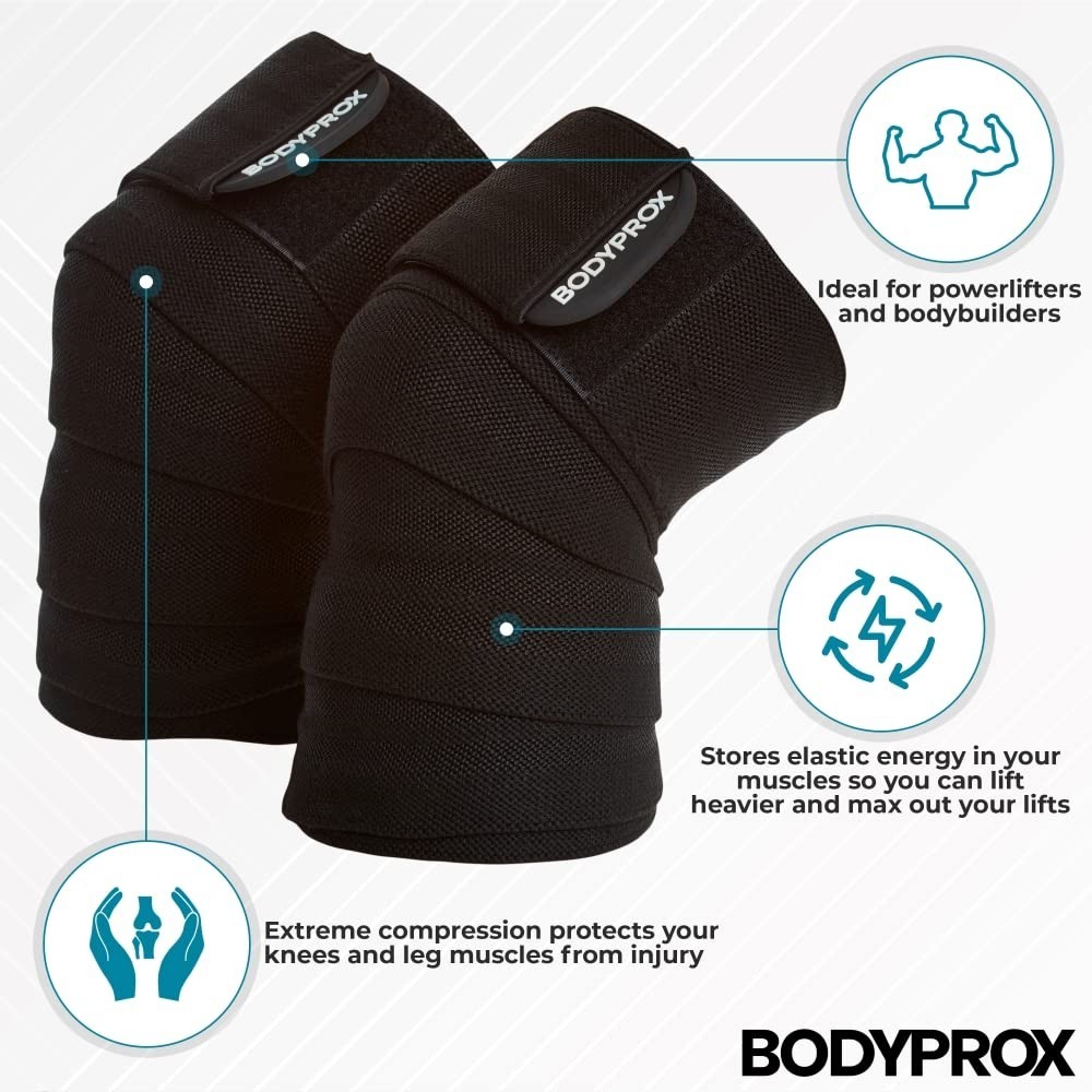 Durable Knee Wraps 2 Pack for Heavy Lifting – Compression & Injury Prevention