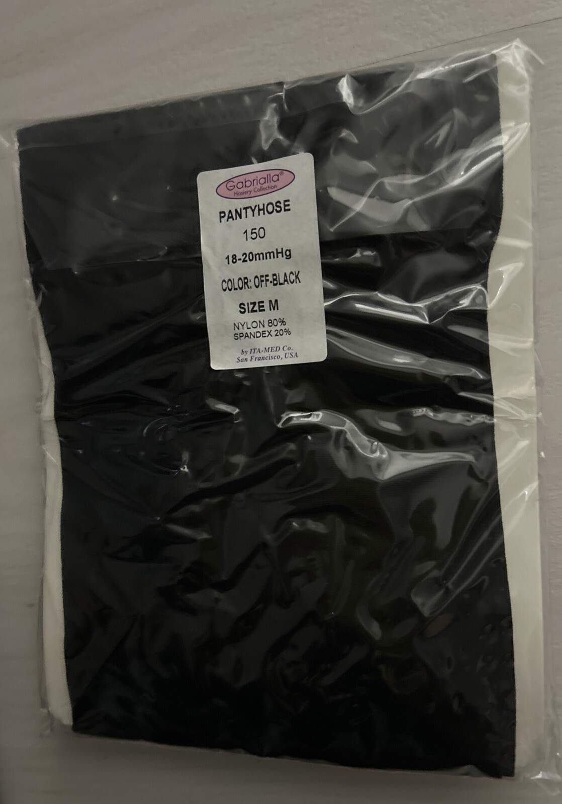ITA-Med Compression Support Pantyhose Style 150 Sheer Beige, BLACK 18-20mmHg M.