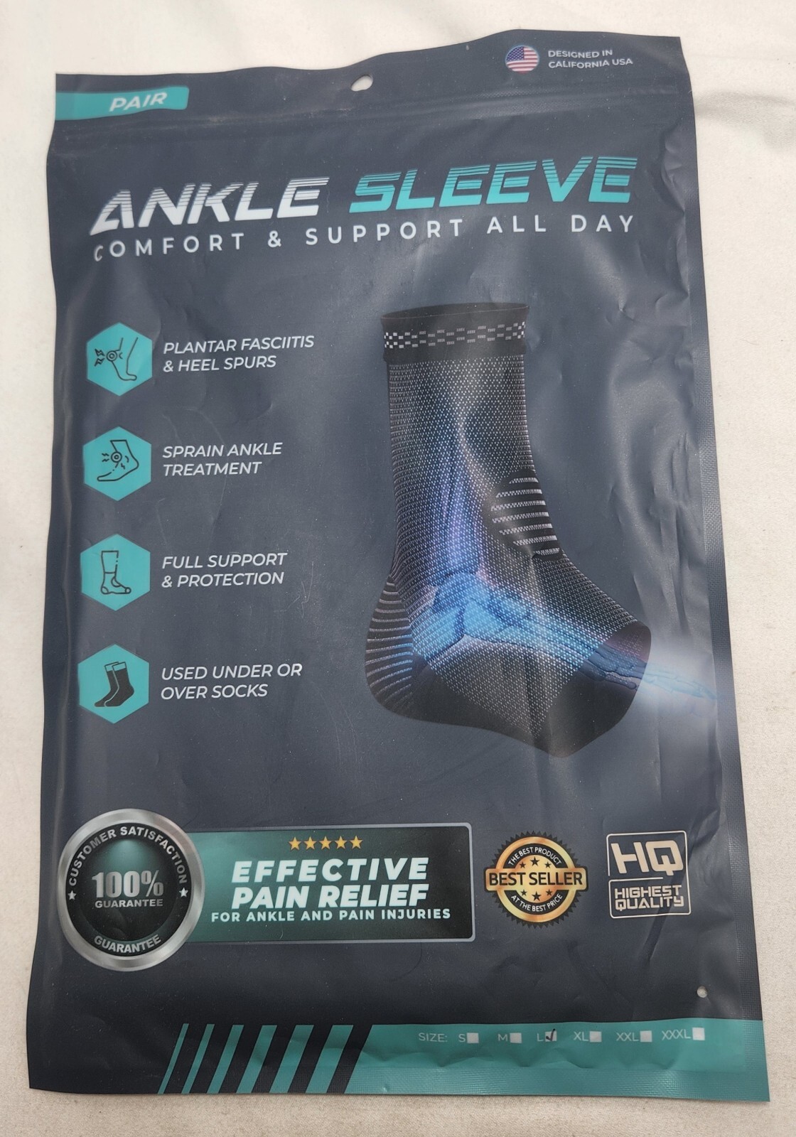 Modvel Foot & Ankle Brace Socks Sprained Ankle Etc Compression Sleeve – M/F
