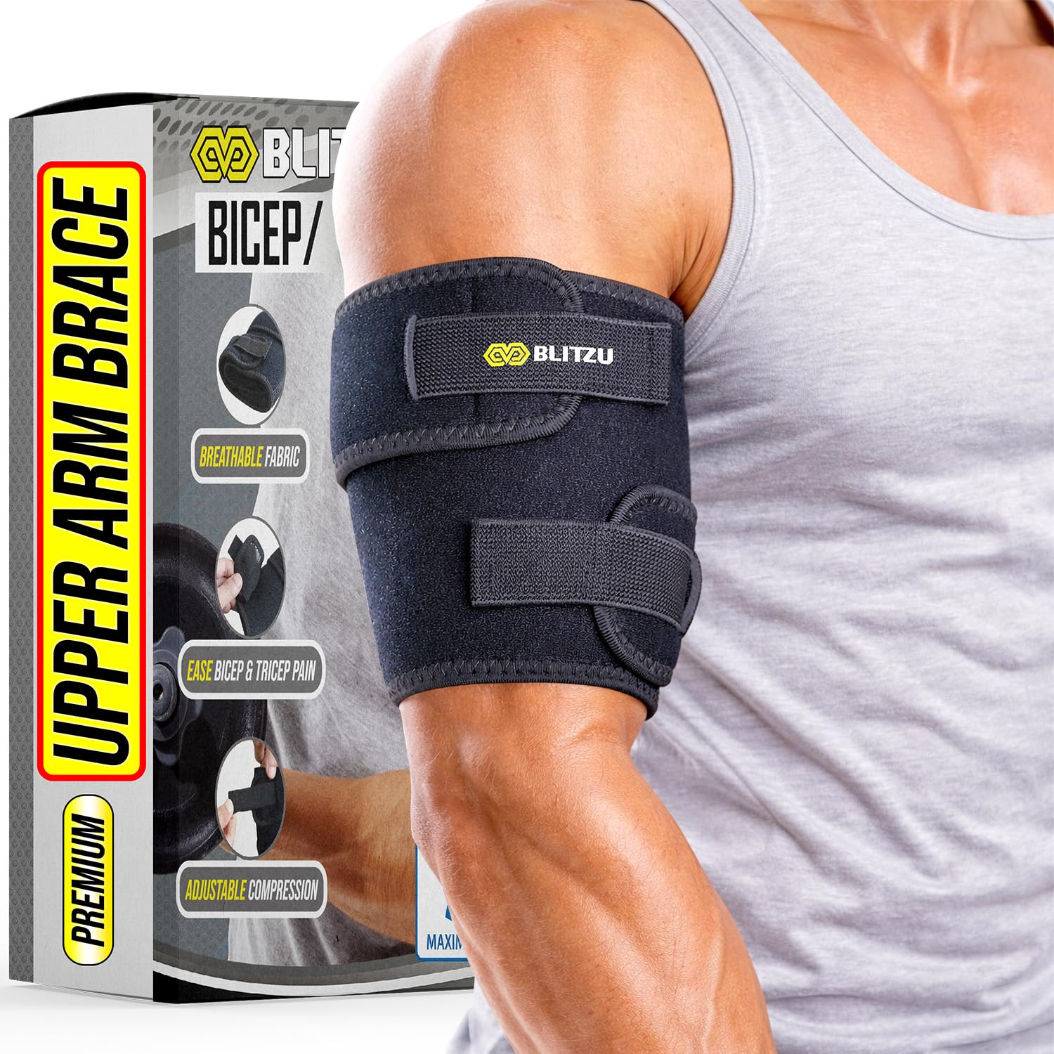 Bicep Tendonitis Brace, Upper Arm Wrap, Tricep Compression Sleeve Support Ban…
