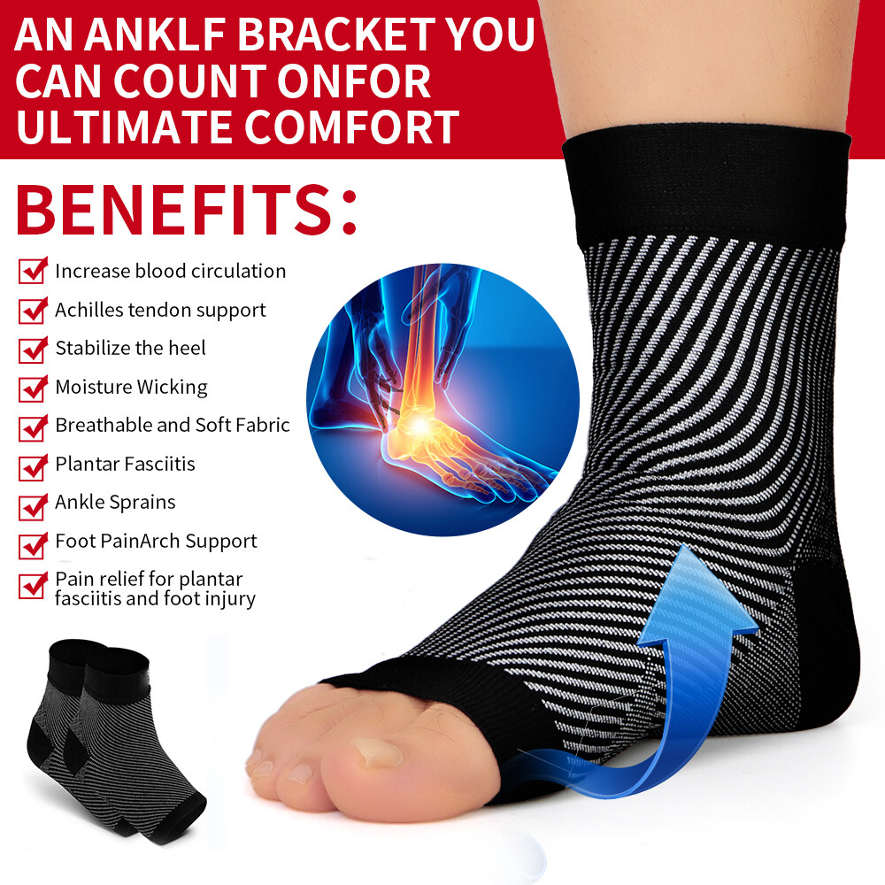 Compression Socks Sleeve Ankle Arch Support Plantar Fasciitis Heel Feet Pain Gym