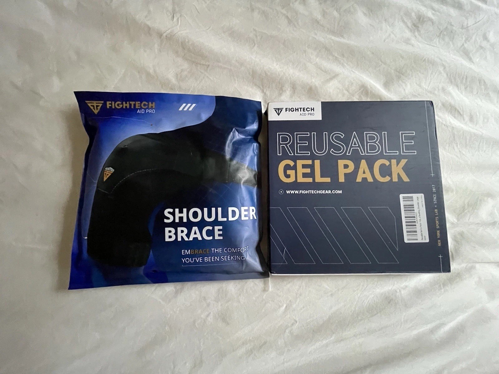 Fightech Unisex Adults Black Latex Free Shoulder Brace & Reusable gel pack