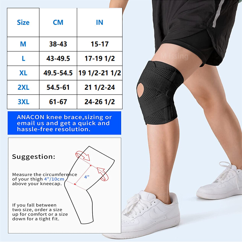 Knee Sleeve Compression Brace Meniscus Sport Joint Support Pain Arthritis Relief