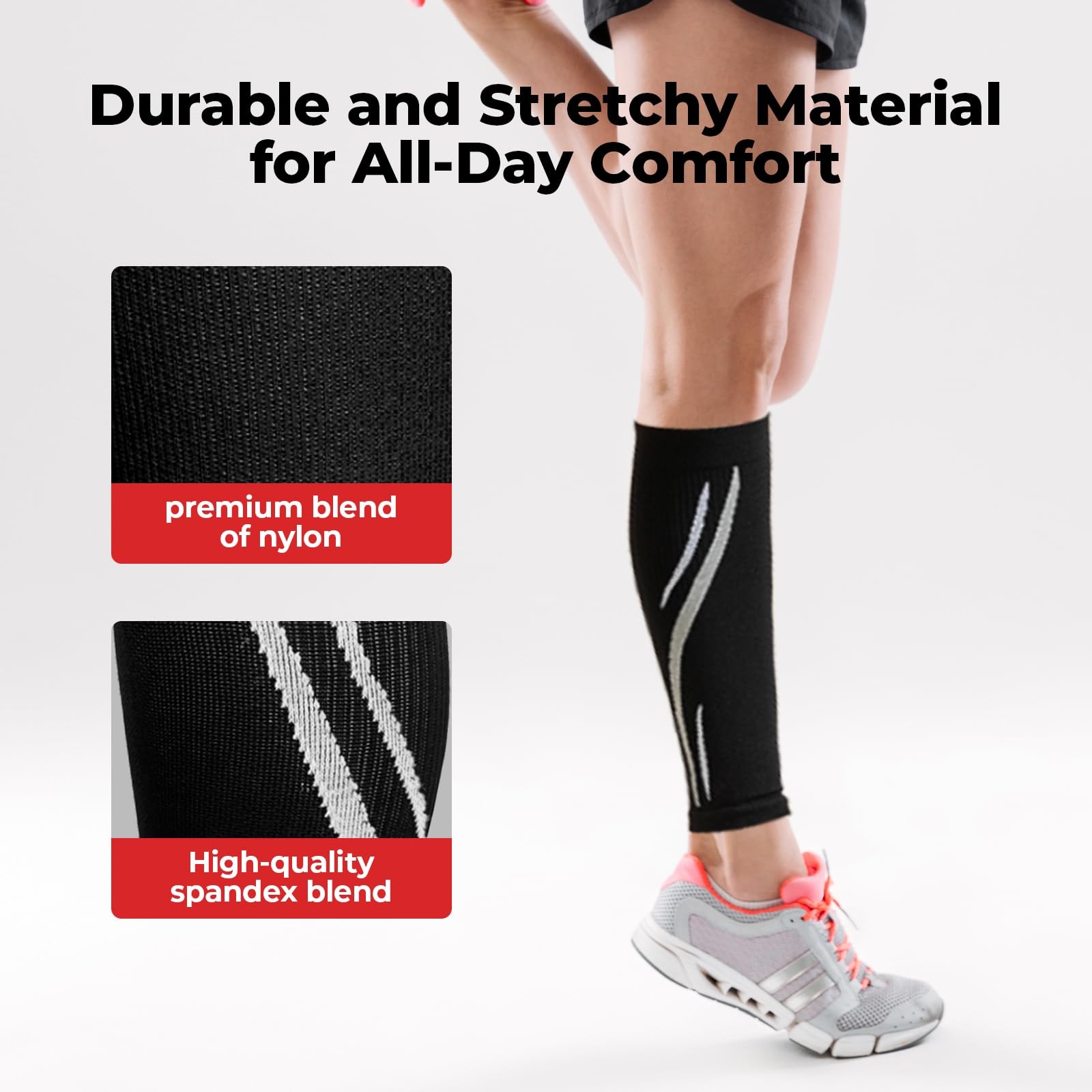 BraceBull Calf Compression XXL (Calf Circumference 13.4″-16.9″), Black