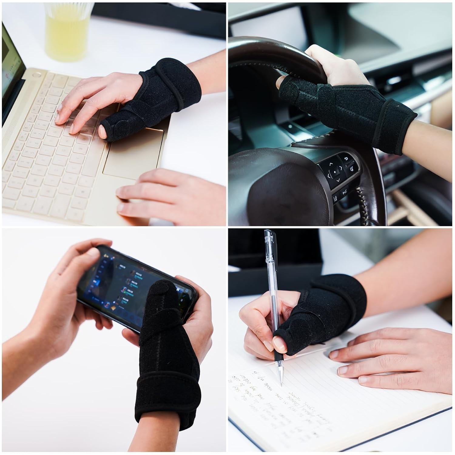 Adjustable Thumb Splint – Breathable Support Brace for Pain Relief, Black