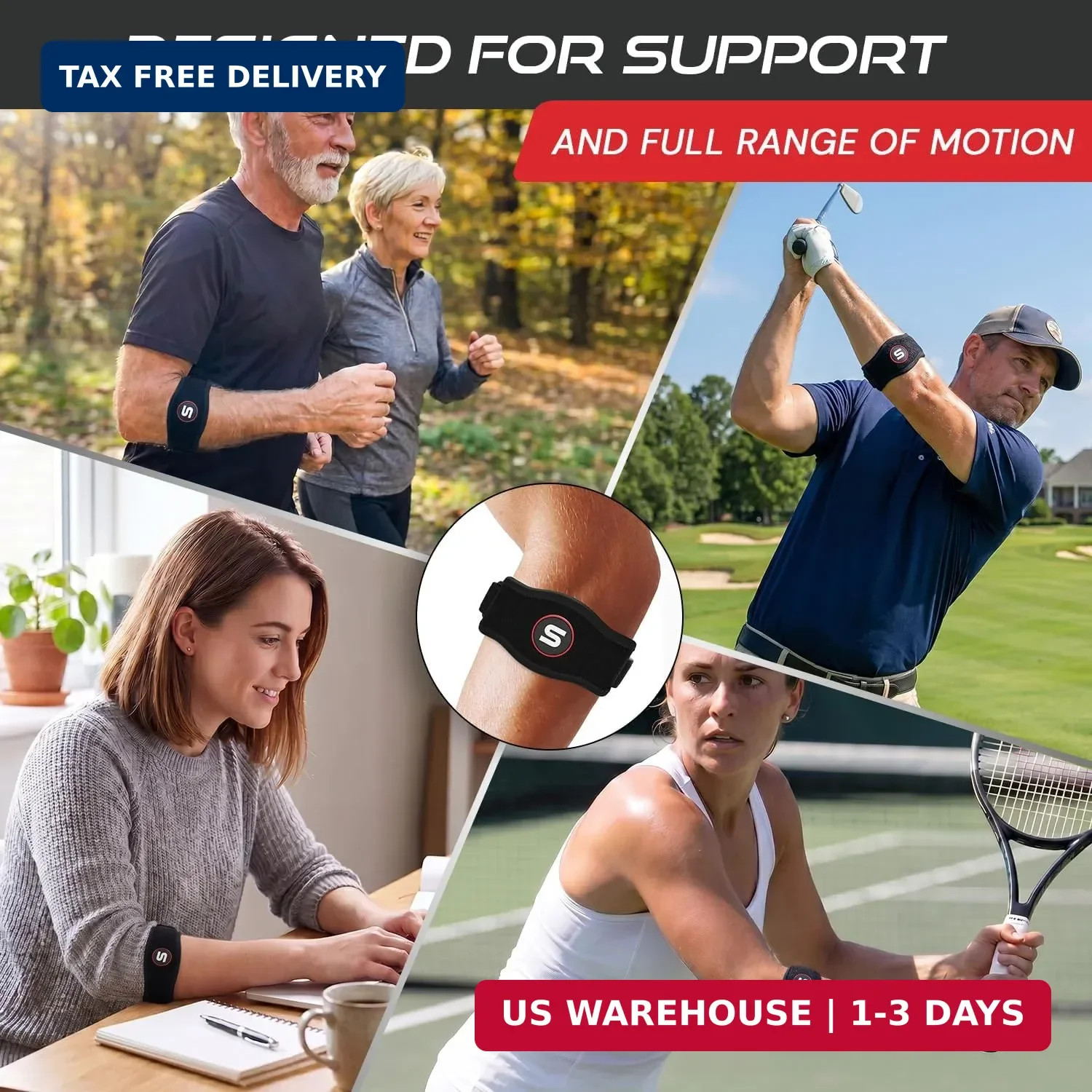 Sleeve Stars Tennis Elbow Brace for Men & Women, Elbow Brace for Tendonitis.