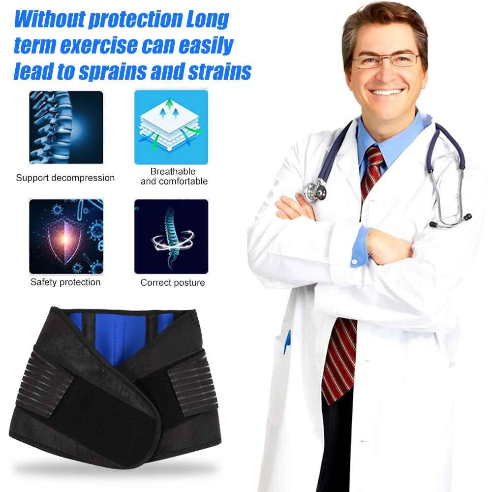 Double Pull Lumbar Back Support Brace Belt Waist Pain Relief S-XXL BOTQTOW