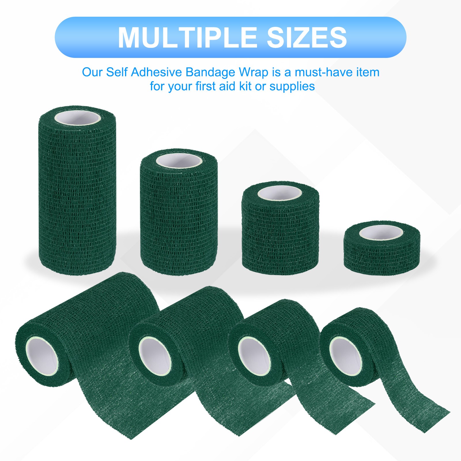 1″/2″/3″/4″ 24 Pcs 5 Yard Self Adhesive Bandage Wrap Self Tape Dark Green