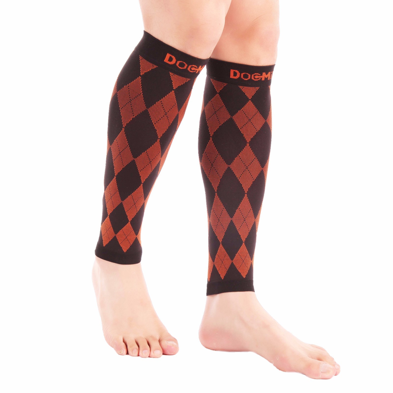Doc Miller Calf Compression Sleeve Recover Varicose Veins 20-30mmHg BLACK/ORANGE