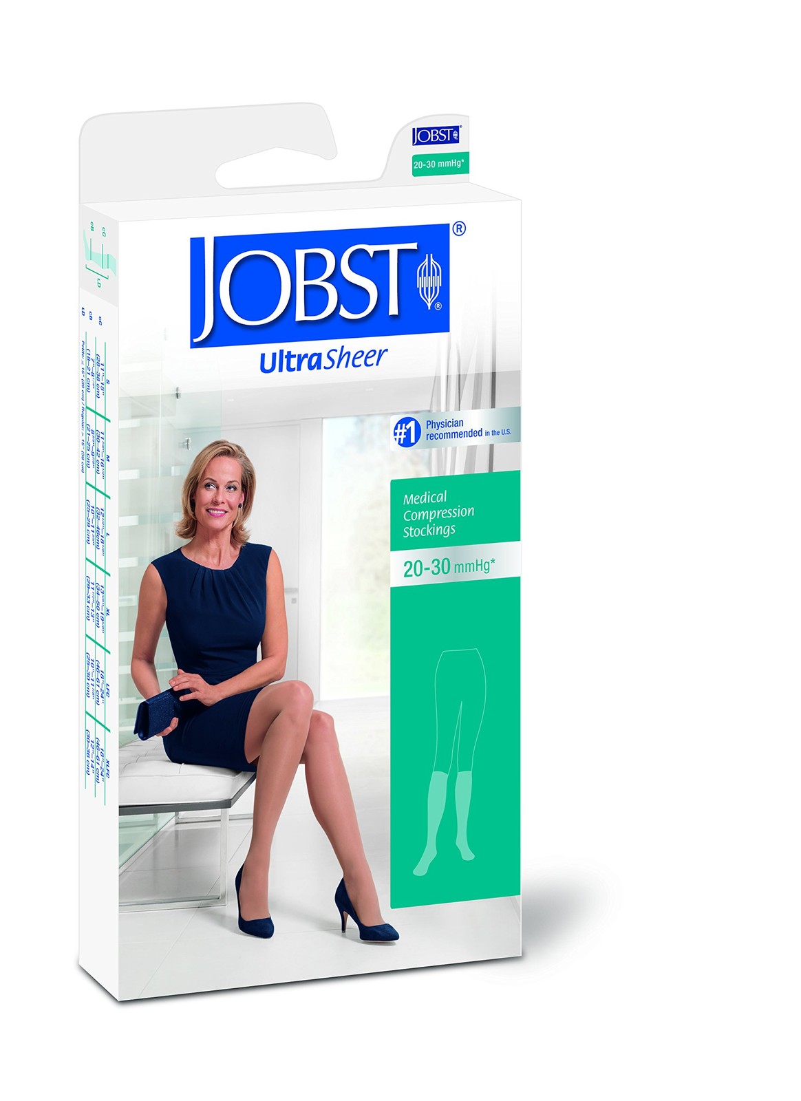 Jobst Ultrasheer 20-30 Knee Ct Black Large- Diamond Pattern