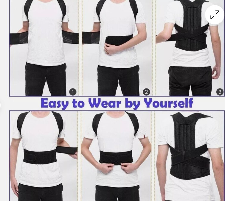 Fitsupport Black Back Brace Posture Corrector Lumbar Support for Women & Men M