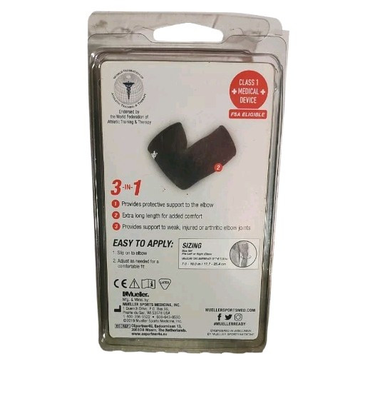 Mueller Elbow Sleeve Soft Support Level Minimum SZ SM Extra Long Length