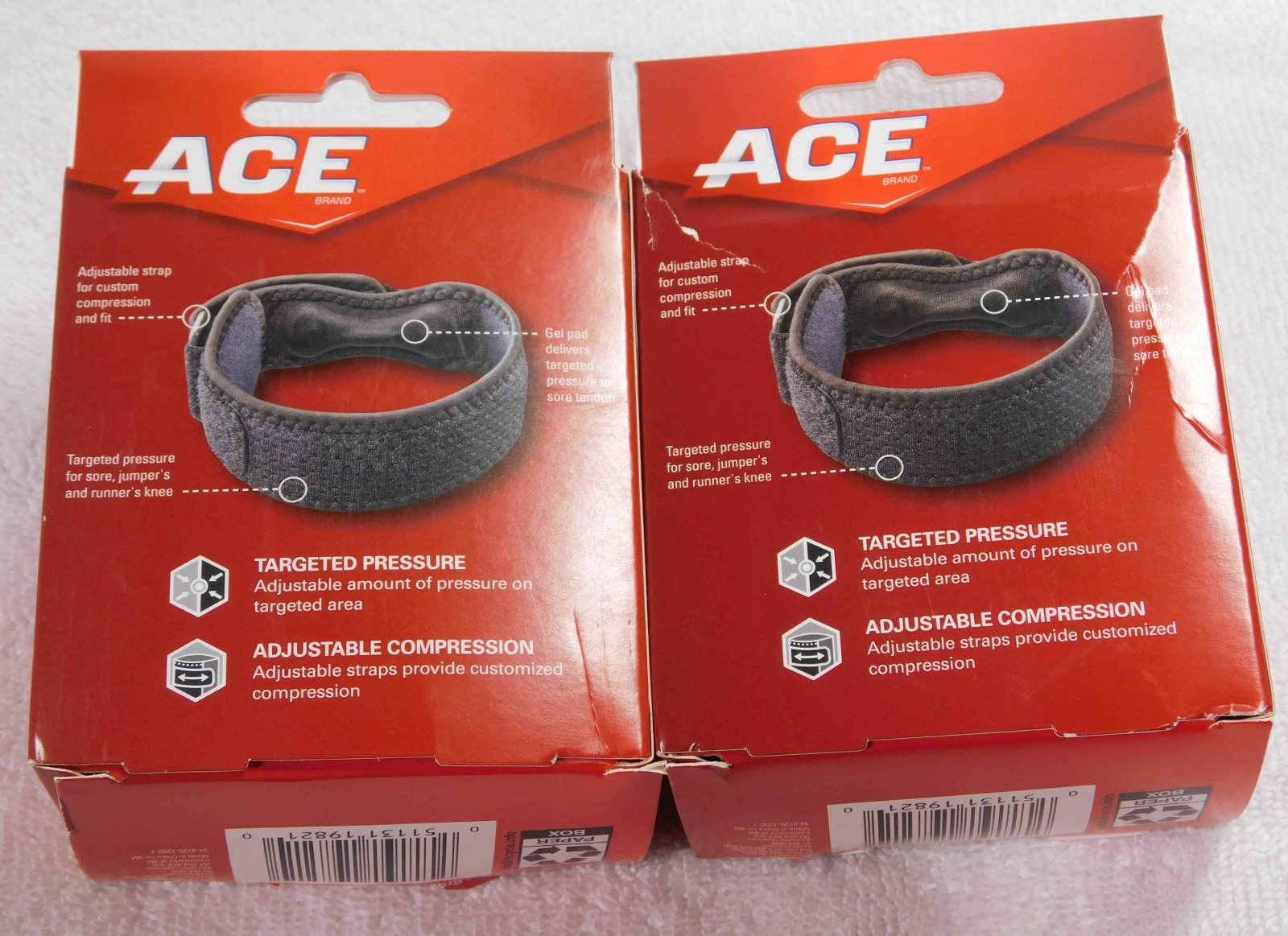 2 ACE Runner’s Knee Strap NEW With Gel Pad Runner Adjustable Moderate Support